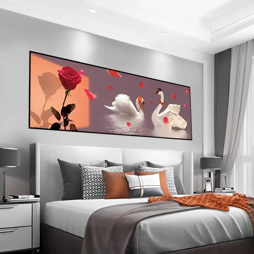 爆款卧室床头画自画墙贴酒店宾馆客厅房间背景墙装饰画壁画墙纸