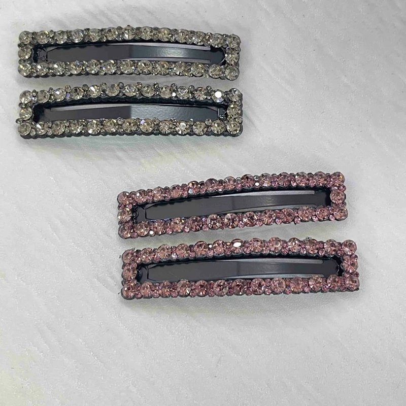 【小魏总珠宝】长方形爆闪侧夹-4个  7cm【2粉色+2白色】