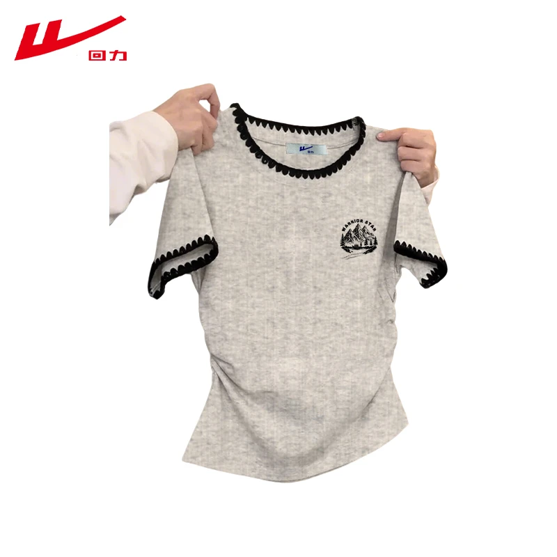 回力夏季松弛感短袖T恤女夏装棉修身短款辣妹多巴胺体恤衫潮流