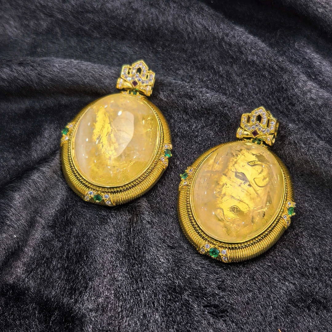 面面来财珠宝C11326极光47黄蛋面水晶吊坠配高货绳多样性只发一件