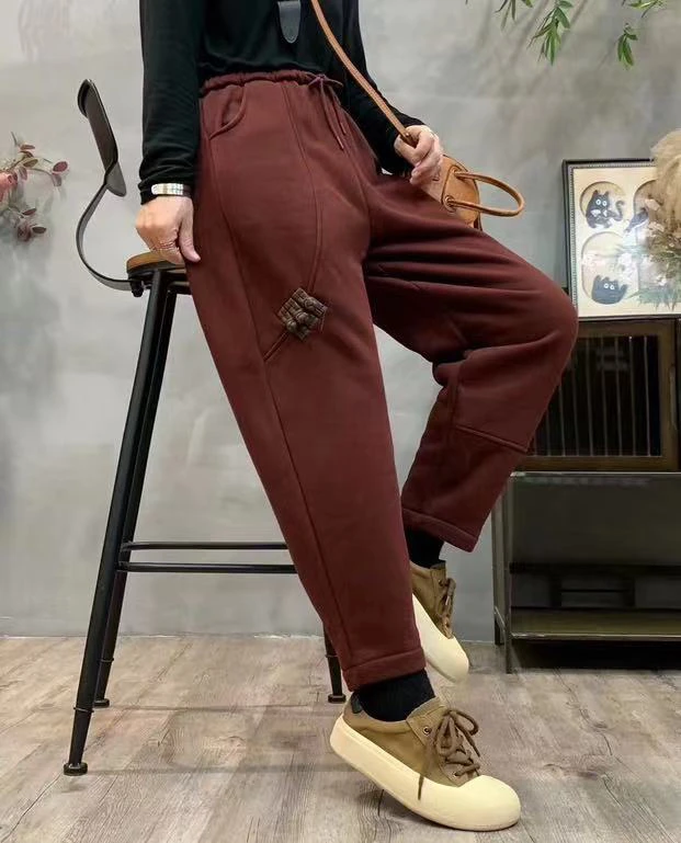 323款加绒加厚百搭洋气显瘦宽松小脚裤