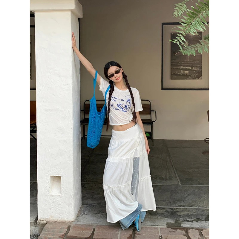 【HRG清仓】修身时尚百搭通勤显瘦蝴蝶印花正肩T恤251Y1217