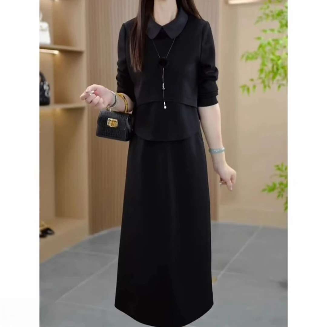 新款时尚气质休闲百搭上衣搭无袖连衣裙两件套TA166