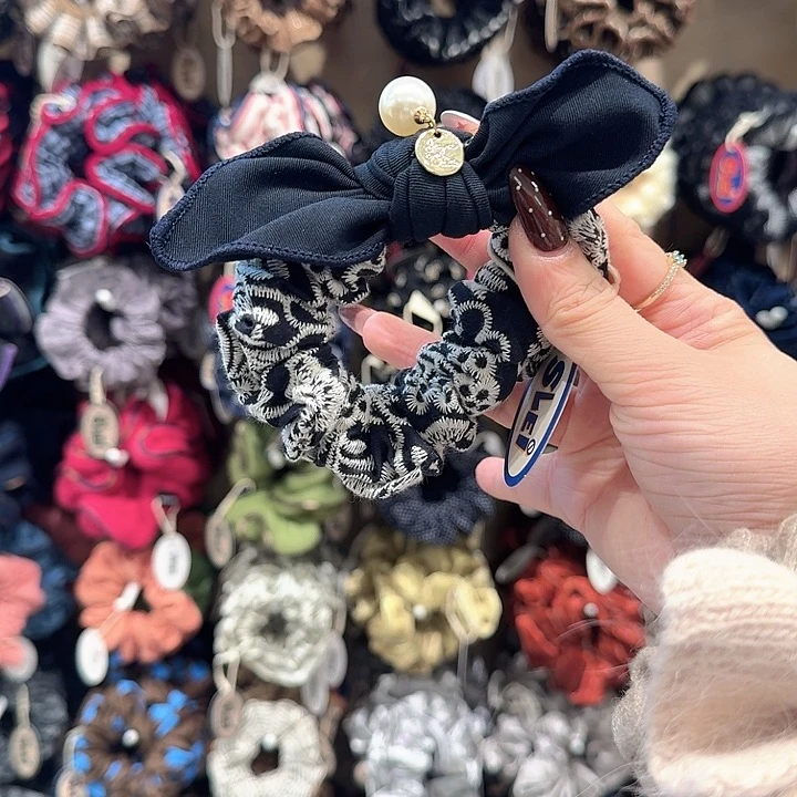 蓝色蝴蝶结腰果花发圈23