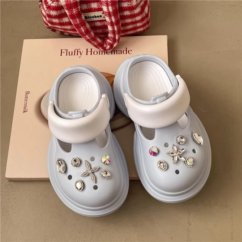 eva厚底踩屎感洞洞鞋女夏外穿新款时尚休闲防滑增高跟包头凉拖鞋