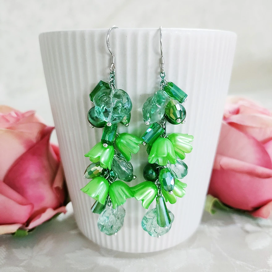 铜合金琉璃耳饰 民族风纯手工耳坠绿色气质耳环2118