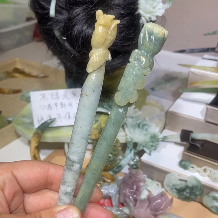 蛇纹石玉发饰未镶嵌R****l