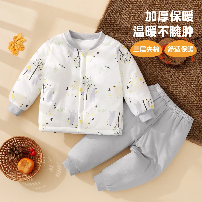 宝宝棉服套装冬装婴儿恒温保暖加厚秋冬分体夹棉衣服儿童棉衣棉裤