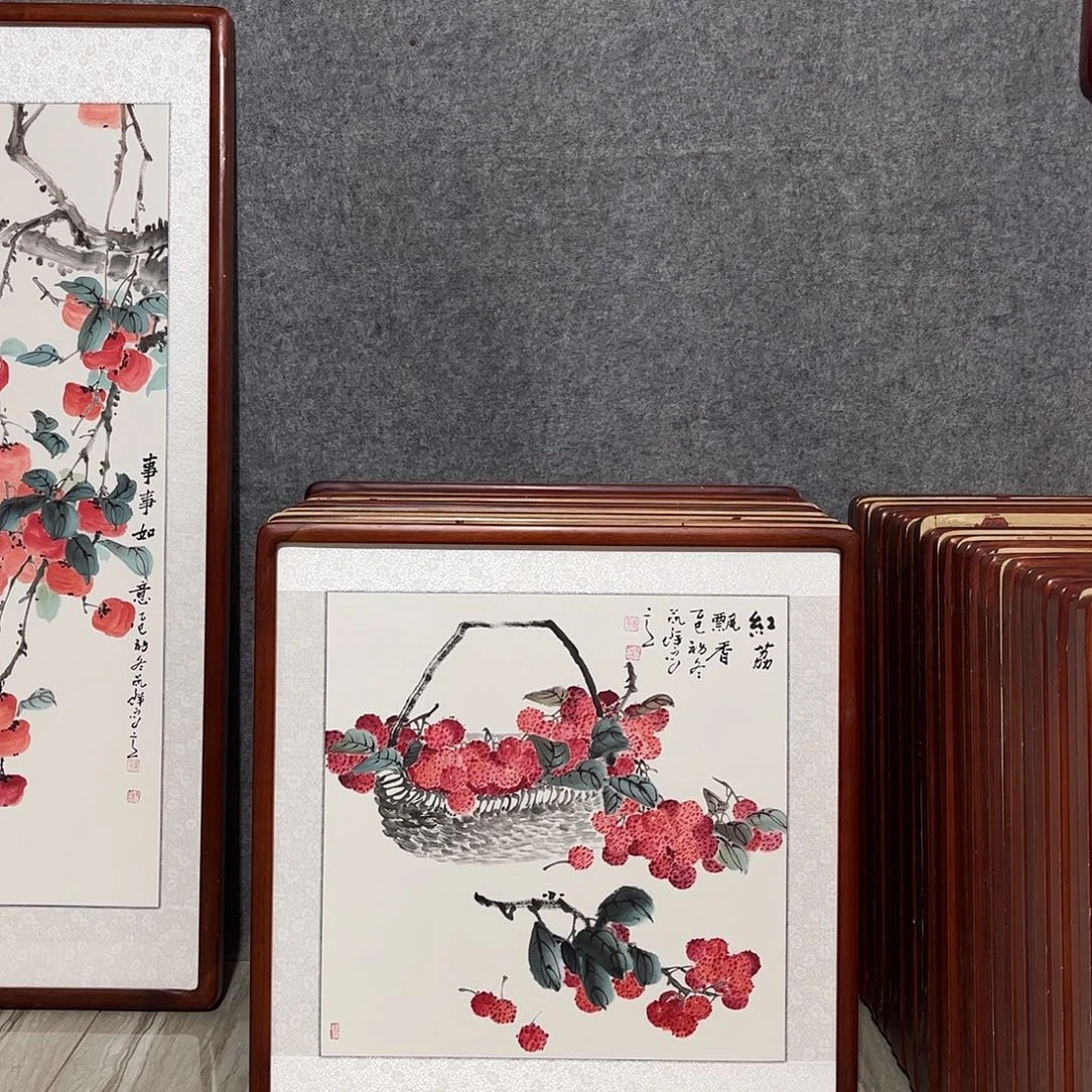 国画书画作品带框63×63