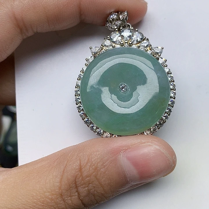 颈饰银S925镶嵌翡翠天然翡翠