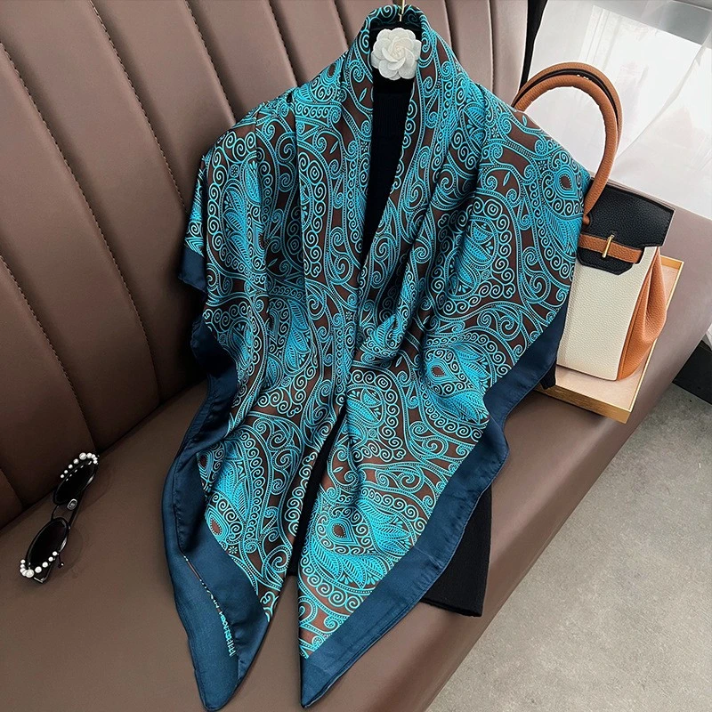 100新款夏季百搭杭州丝绸丝巾110*110#3301