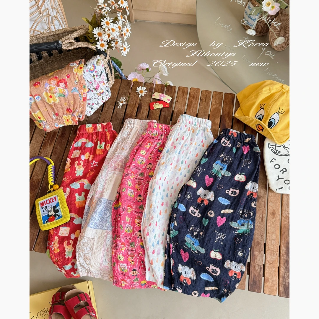 【清凉一下】三Hihoniya~2025夏季宝宝卡通木棉纤维吸汗透气防蚊裤