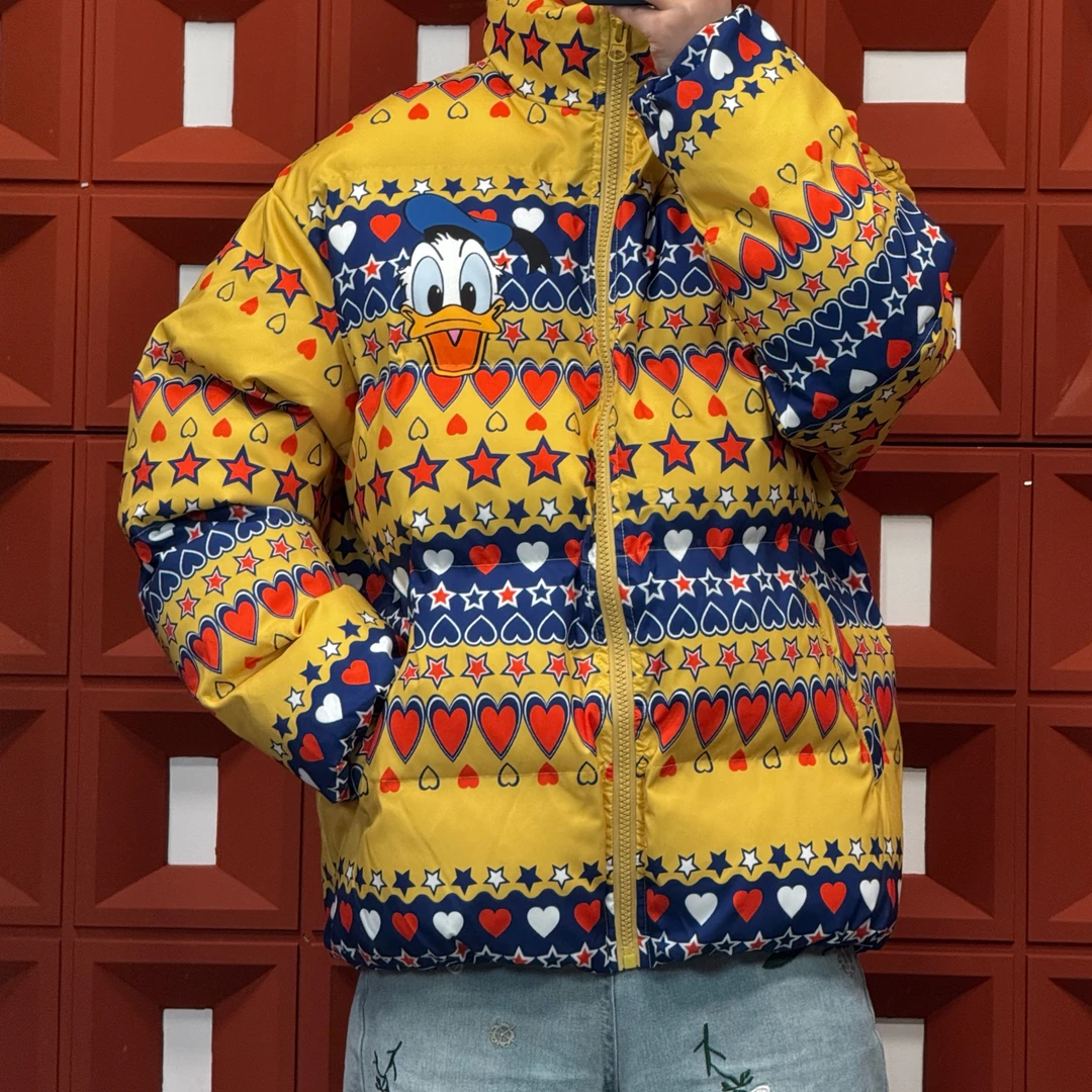 2024HKNB冬季国潮潮流卡通动漫复古图形印花重磅情侣保暖棉衣夹克