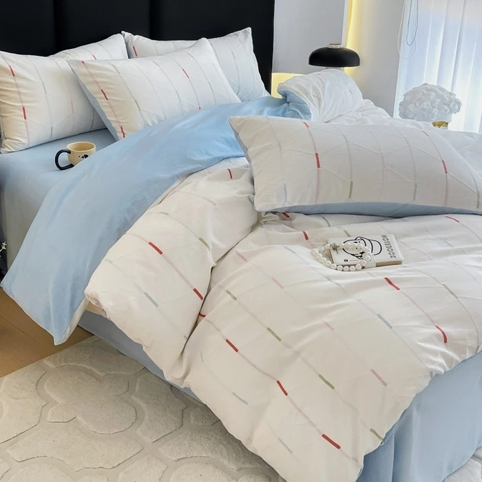 A类母婴级100全棉三层纱四件套纯棉高级感裸睡床单被套床笠主卧室