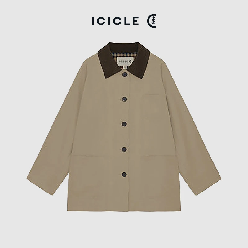 ICICLE之禾女装高密斜纹棉夹克巴恩风外套1532
