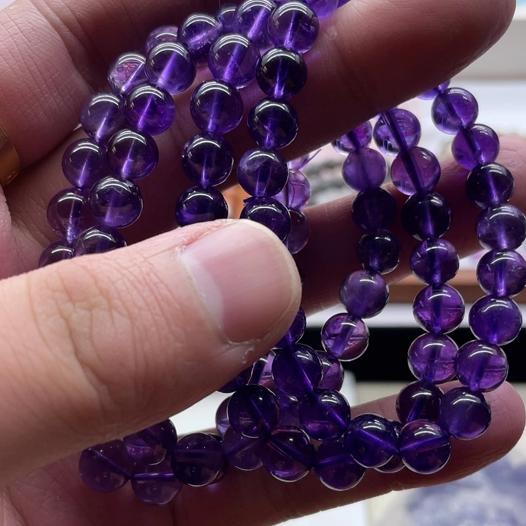 手串水晶未镶嵌紫水晶8mm左右手串