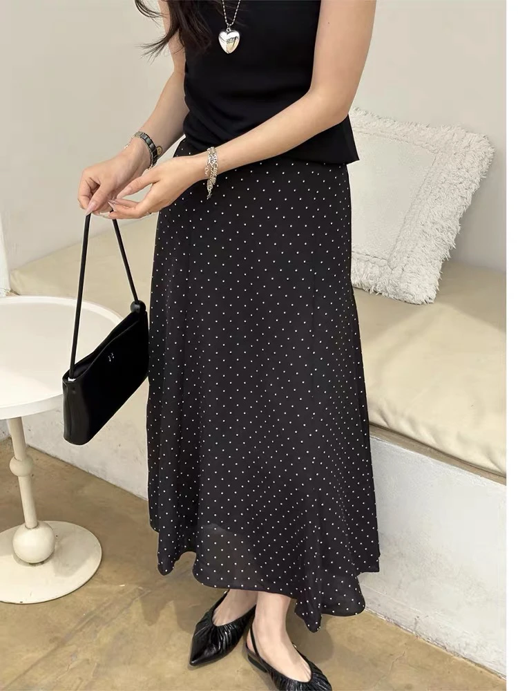 莉姐推荐：25509夏季薄款波点A字半身裙轻盈气质大摆裙