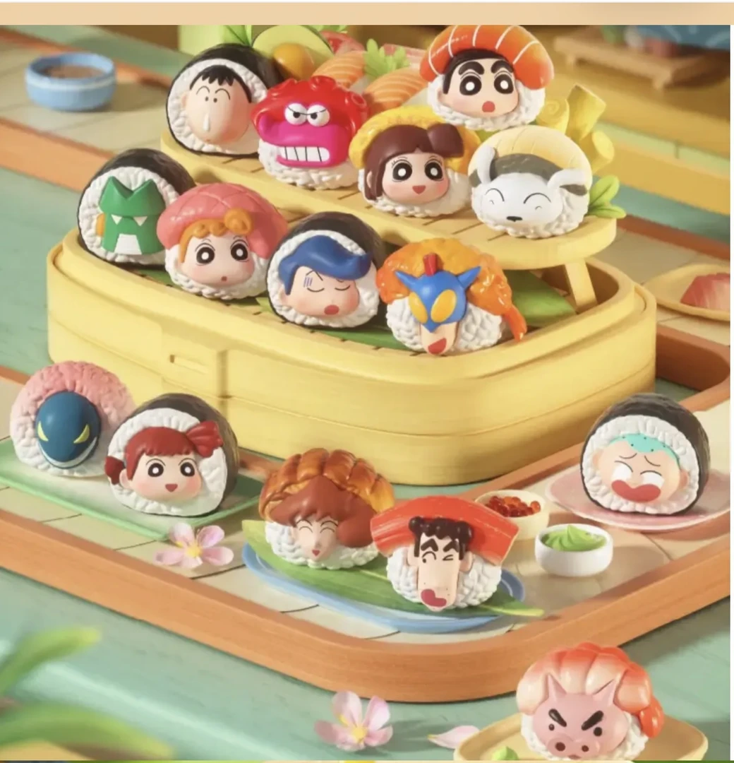 【拆盒】蜡笔小新寿司系列萌粒潮玩盲盒袋公仔