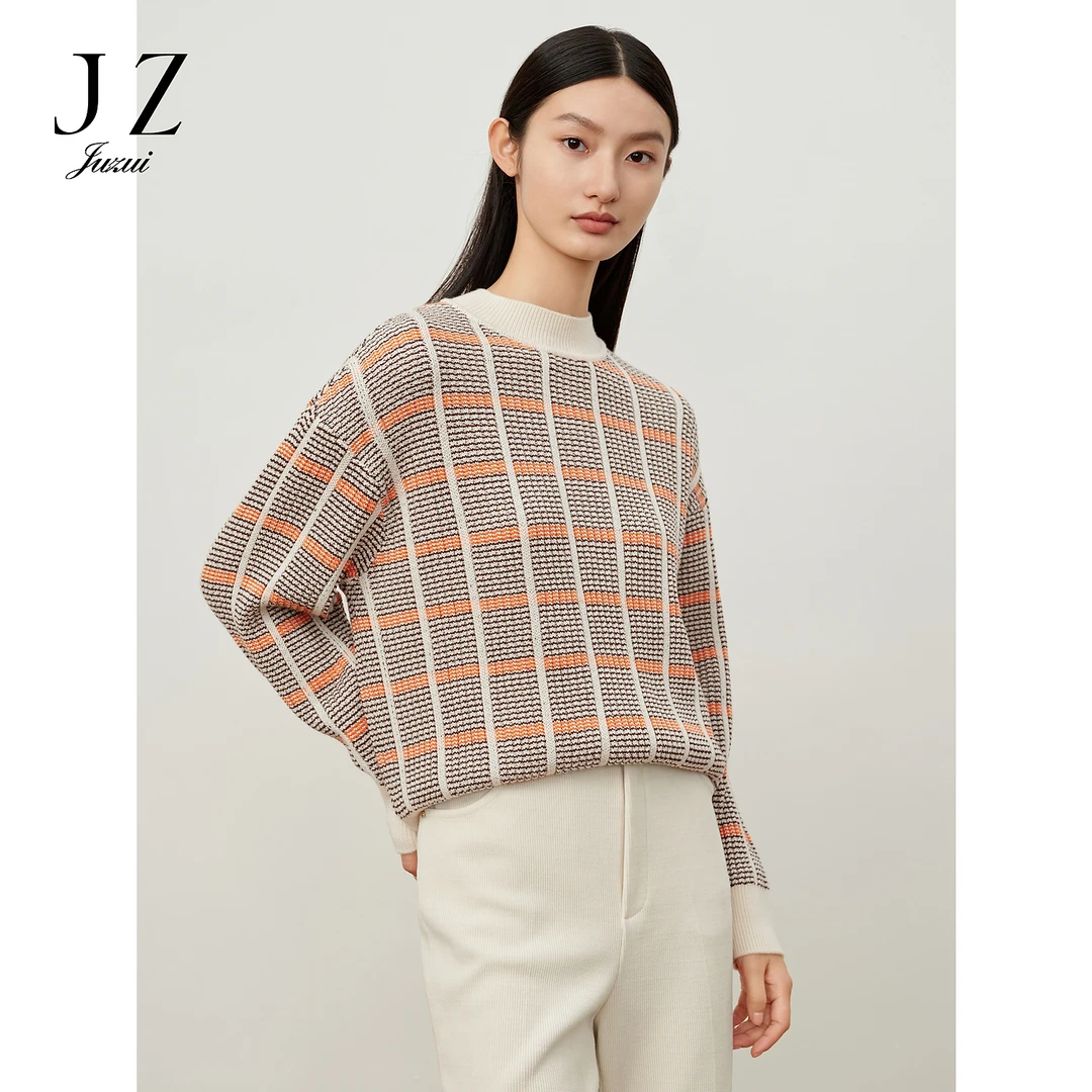 【羊羊专属】商场同款JZ玖姿JWDD31029基础百搭H型英伦格纹毛衫女冬