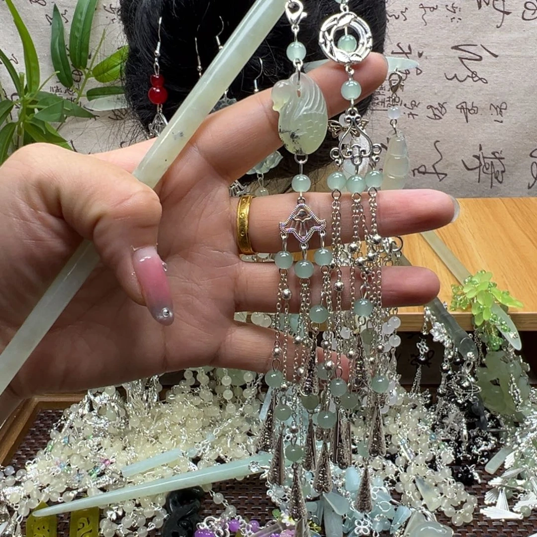 蛇纹石玉合金发饰