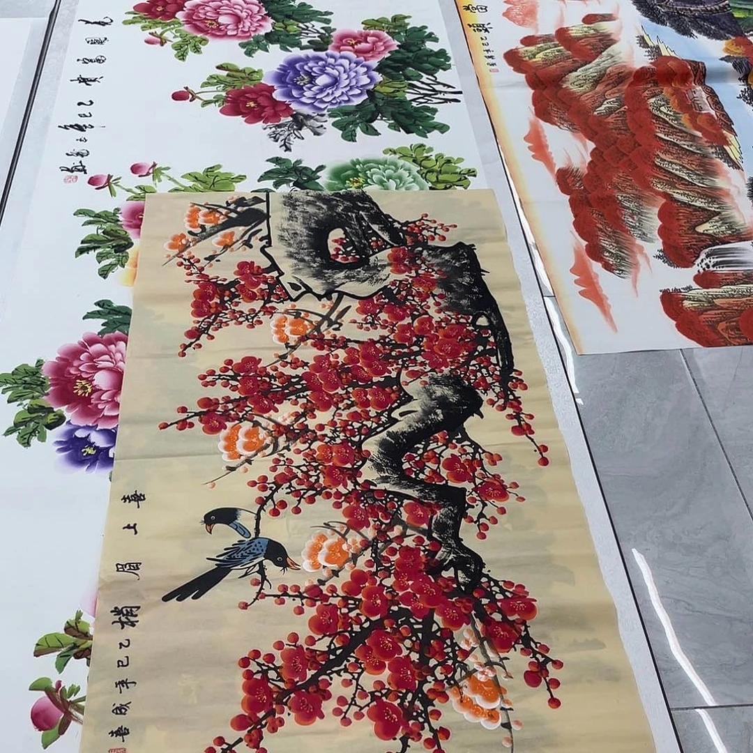 国画国画作品书法作品原稿四尺横幅梅花