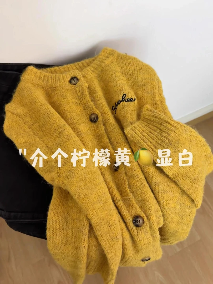 慵懒风显白刺绣针织开衫女秋冬季2025新款设计感小众宽松百搭上衣