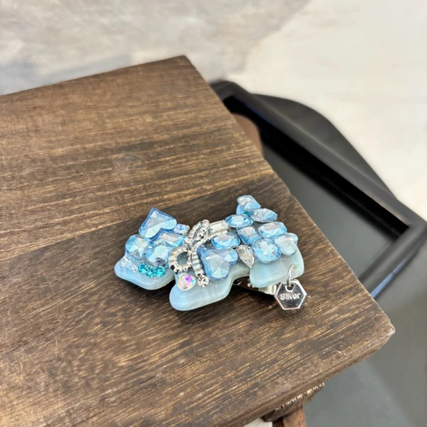 蝴蝶结蓝色小狗发夹FJ1281（一个）