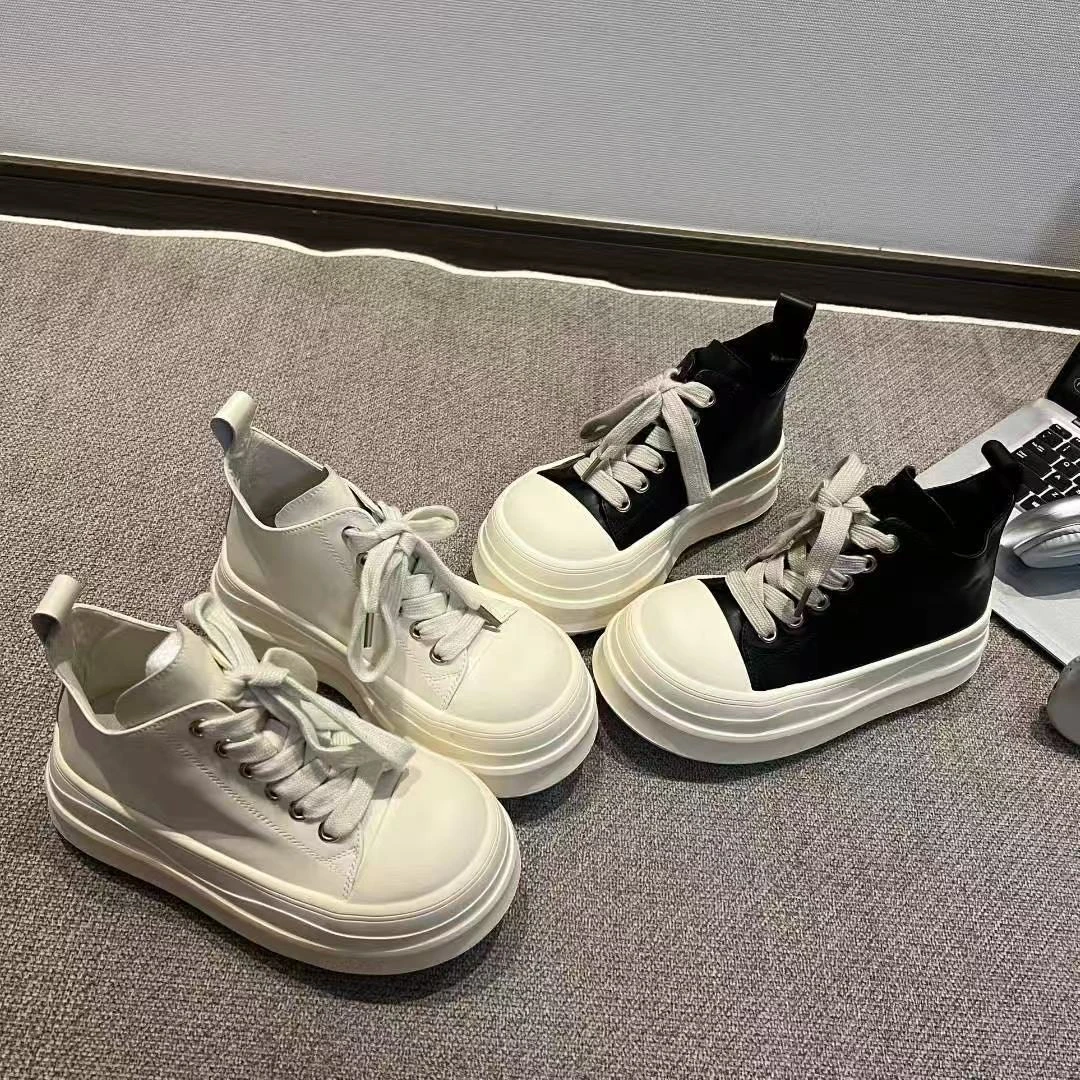 广州欧货【奥利奥】秋季6cm休闲欧若风系带洋气真皮潮流松糕鞋