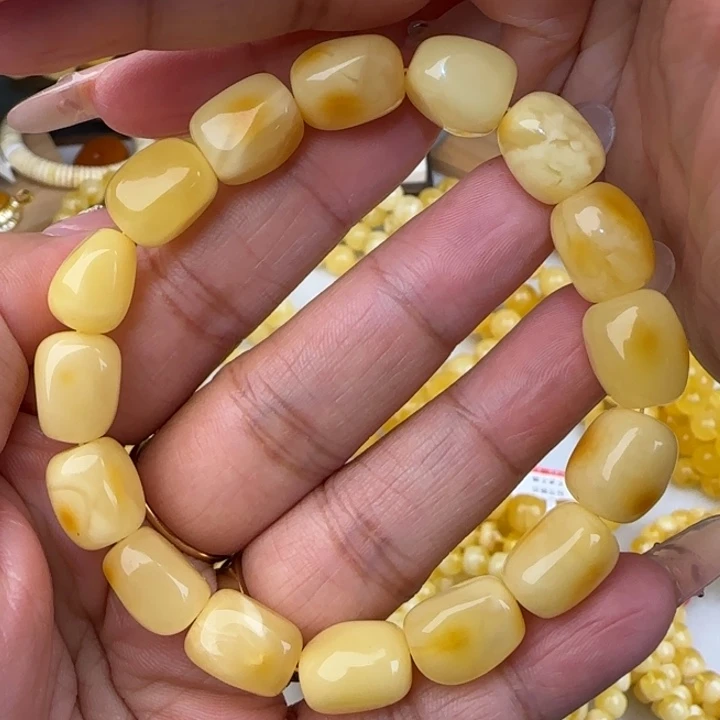 手链蜜蜡未镶嵌白花随型手串