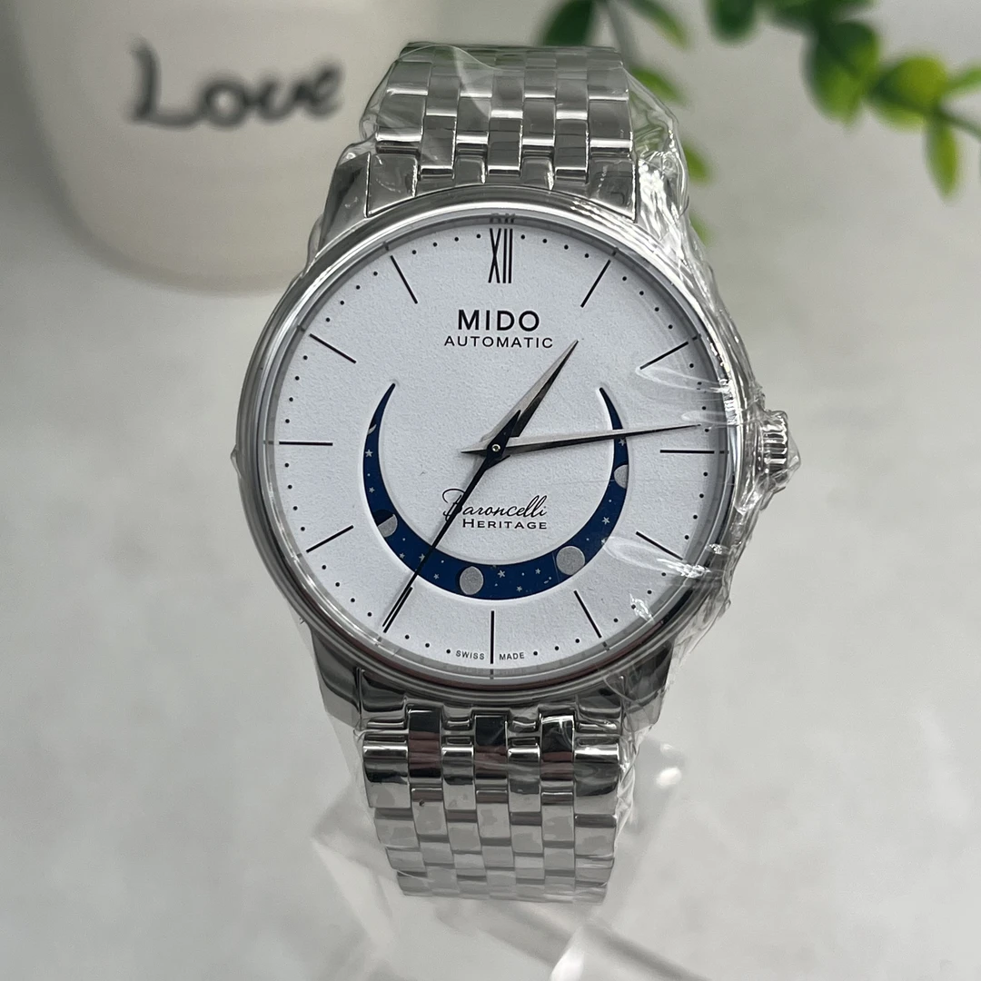 未使用 Mido/美度 臻时/未使用月相贝伦赛丽瑞士机械男士腕表