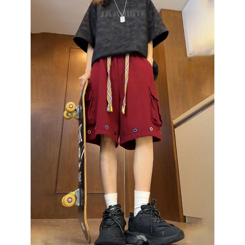 美式大口袋设计工装短裤男夏季重磅高街hiphop五分裤宽松运动中裤