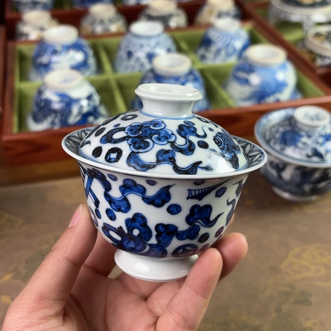 陶瓷盖碗景德镇手绘茶器