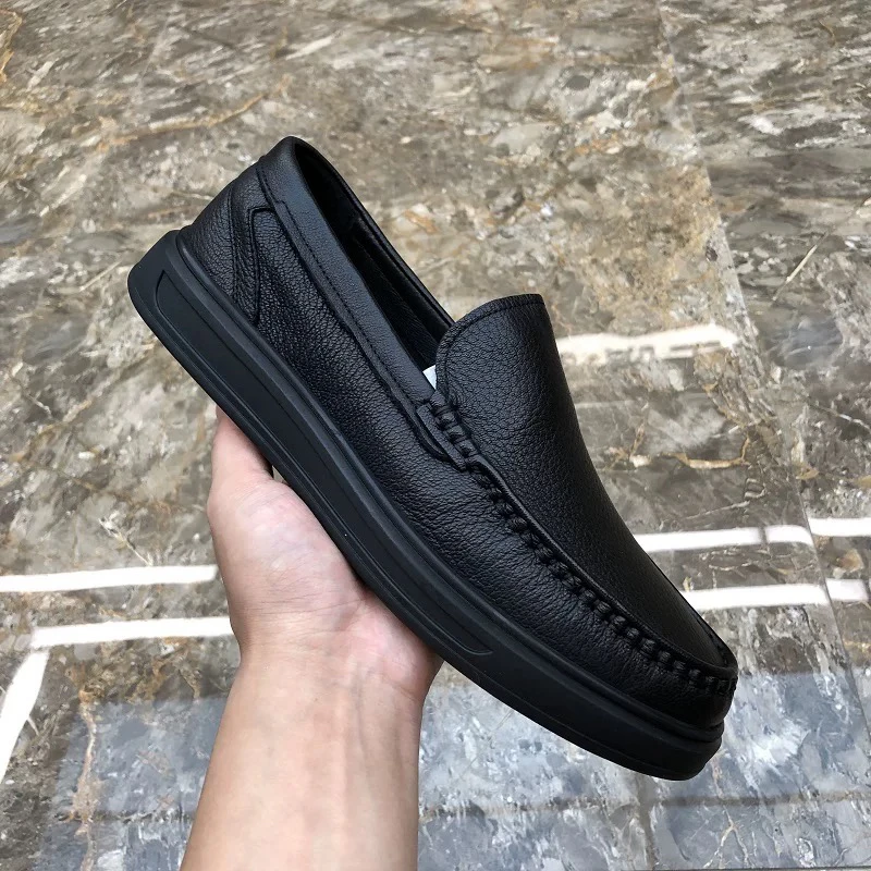 商务正装休闲男士皮鞋2025春季新款简约真皮百搭时尚舒适软底软面