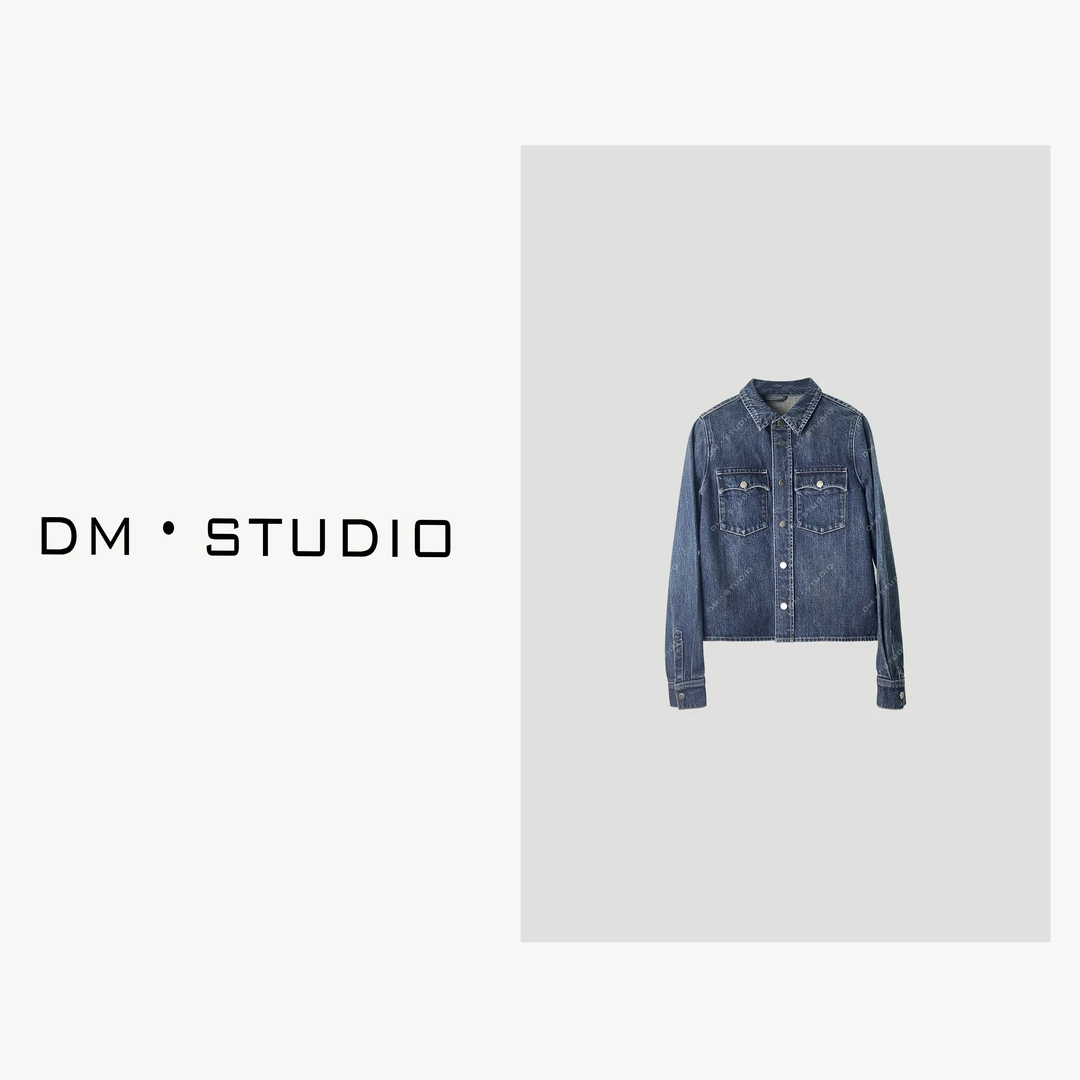 -DM•STUDIO/气质小众设计感百搭水洗牛仔衬衫外套（MM21575）