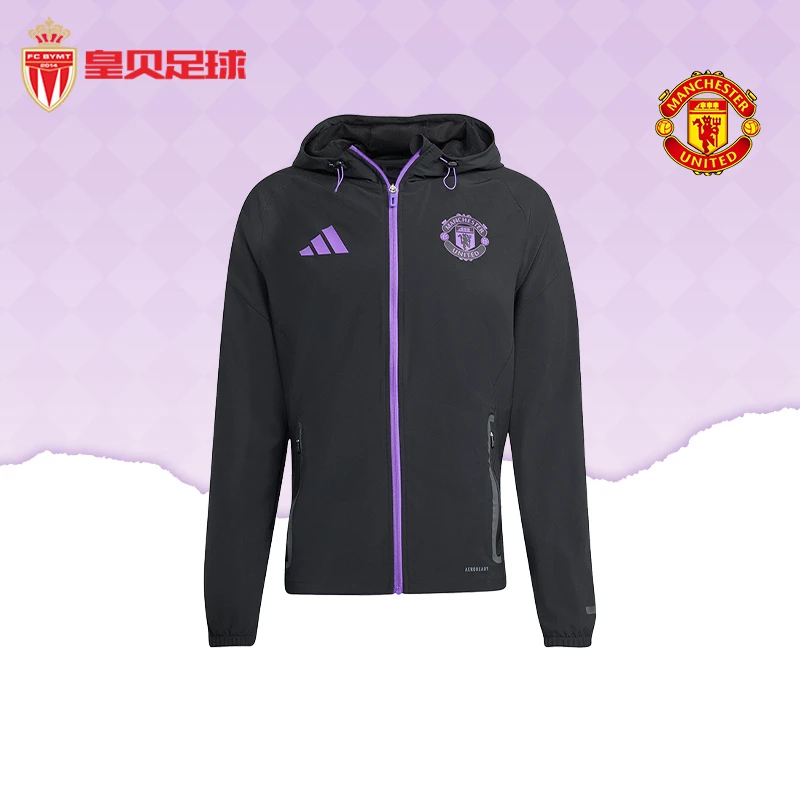 皇贝正品Adidas阿迪达斯曼联足球运动训练拉链连帽夹克外套JV5351