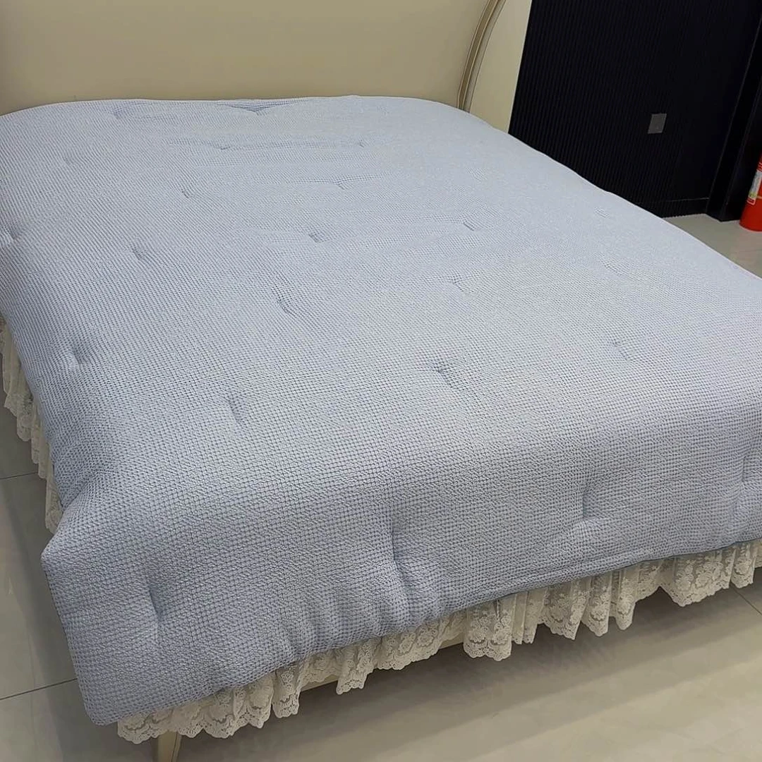 棉花韩国进口华夫格绒被200×230蓝色