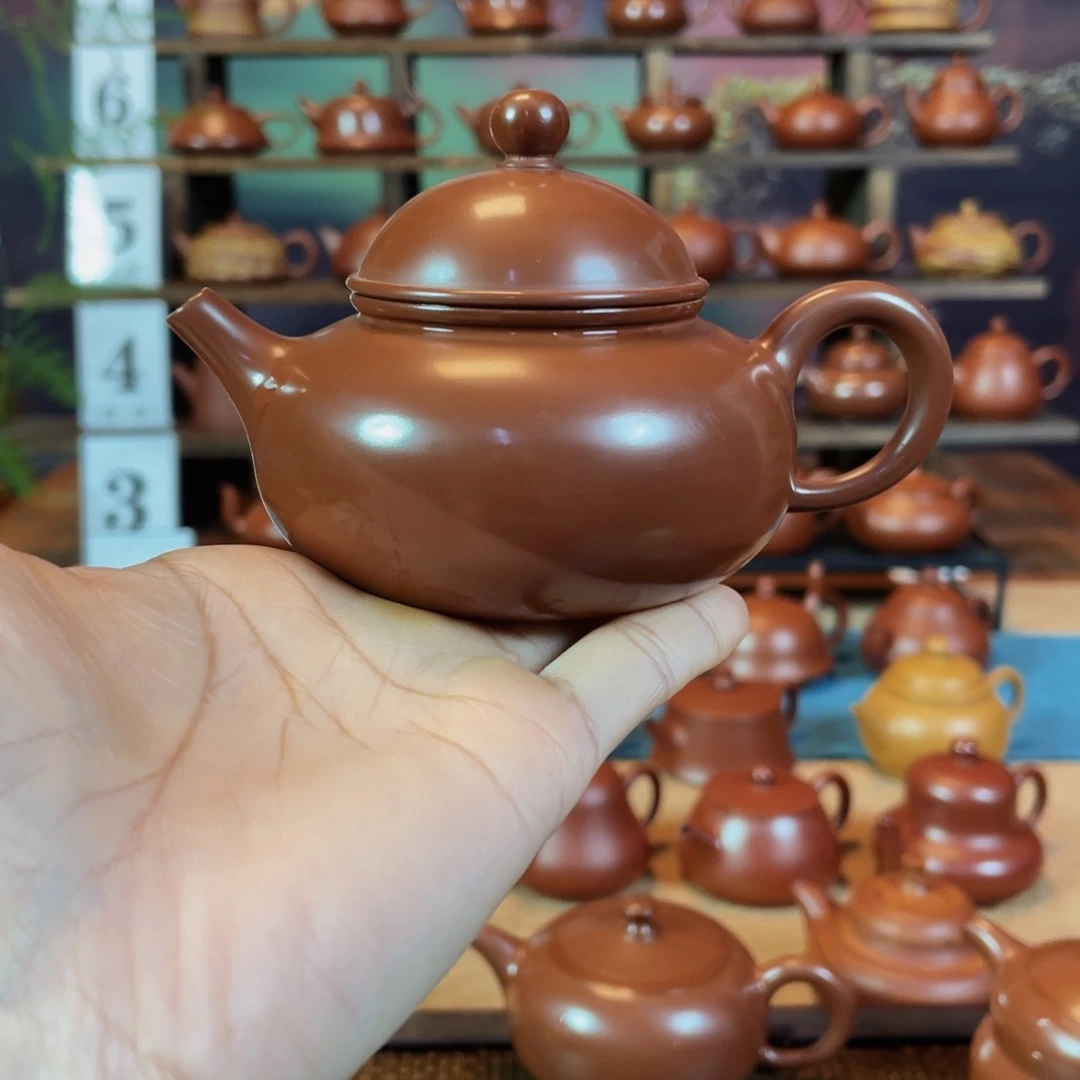 茶壶紫砂宁*文潮州手工手拉朱泥水磨容天壶