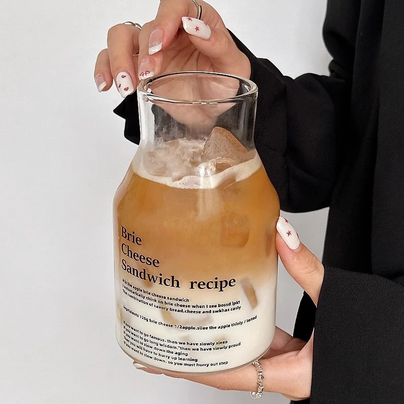 ins耐热夏季水杯牛奶家用咖啡杯杯子果汁吸管玻璃杯大容量水杯