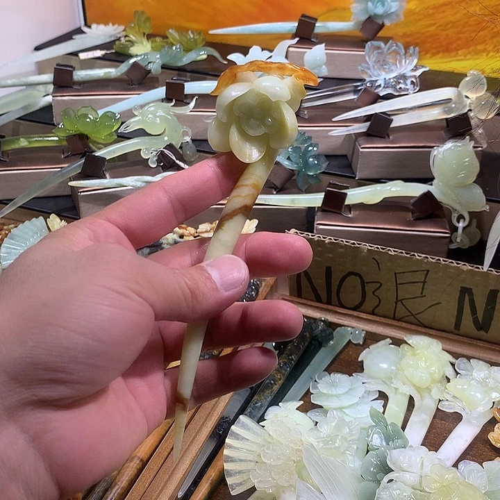 合金蛇纹石玉发饰