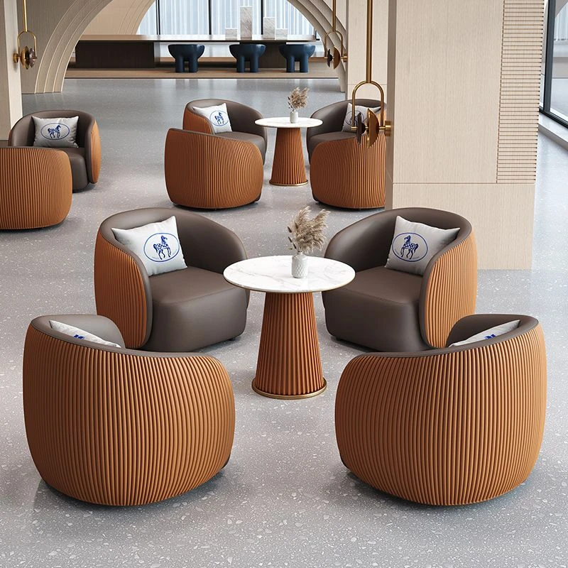 售楼处售楼部一桌4椅休息区酒店小圆桌洽谈桌接待洽谈桌椅组合