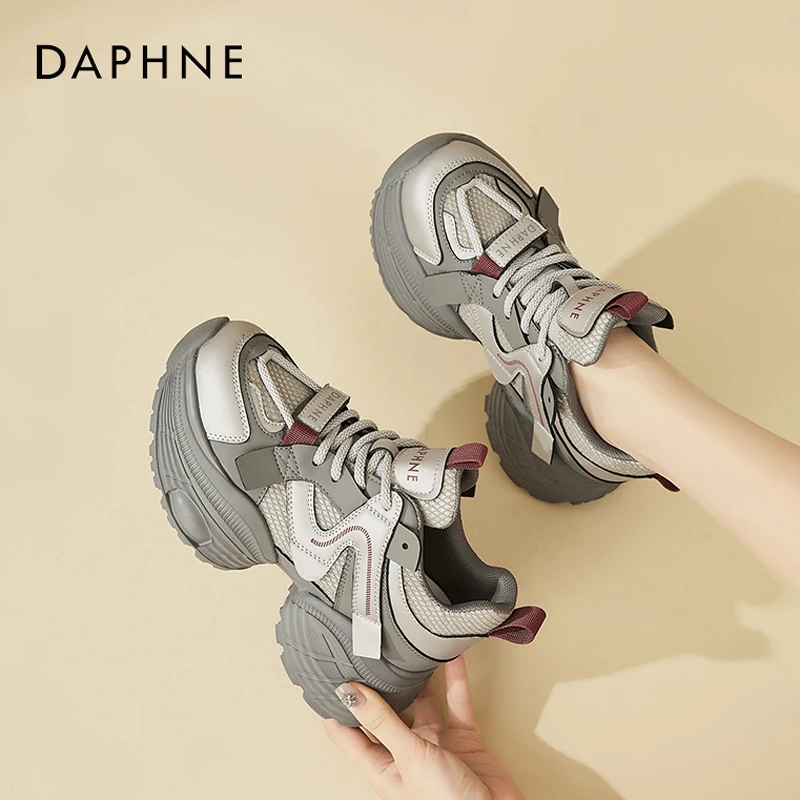 达芙妮透气老爹鞋女款2025爆款出游百搭厚底增高小个子休闲运动鞋