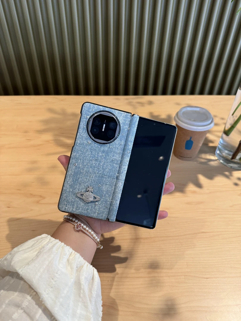 适用于华为Matex6/Matex5 牛仔蓝时尚中轴折叠手机壳