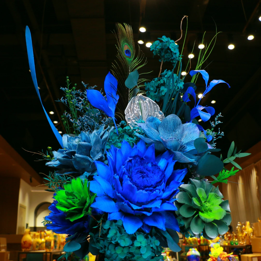 斯器【孔雀绿花束】原创现代客厅餐桌岛台高级轻奢风家居摆件