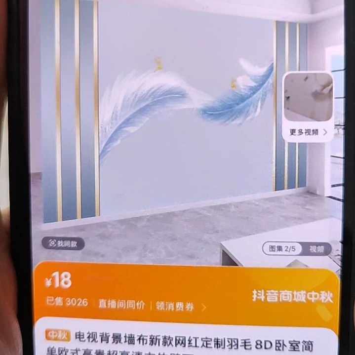 广***店客厅电视墙壁画壁布材质