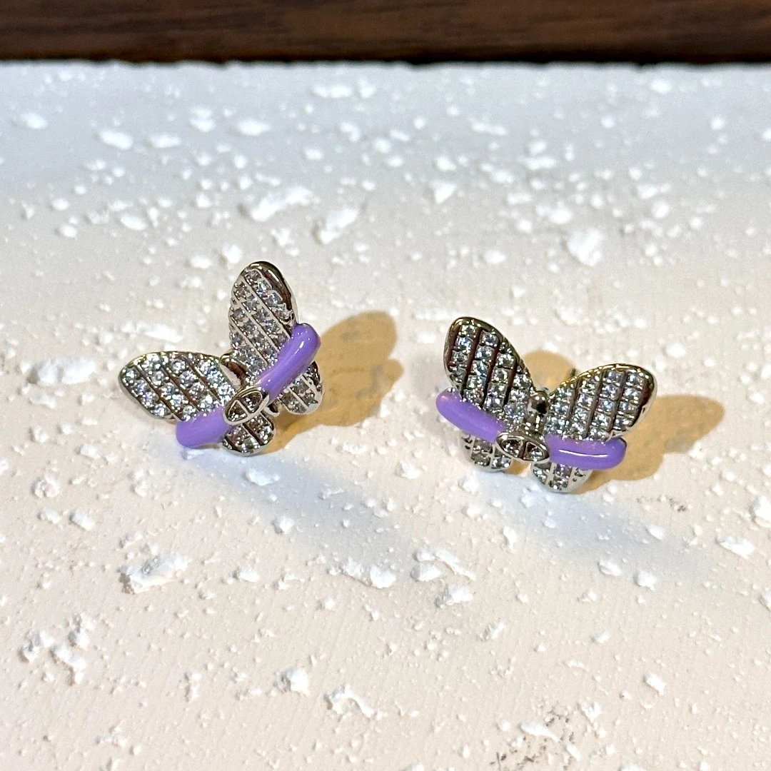 铜合金锆石耳饰 小众设计耳饰1404