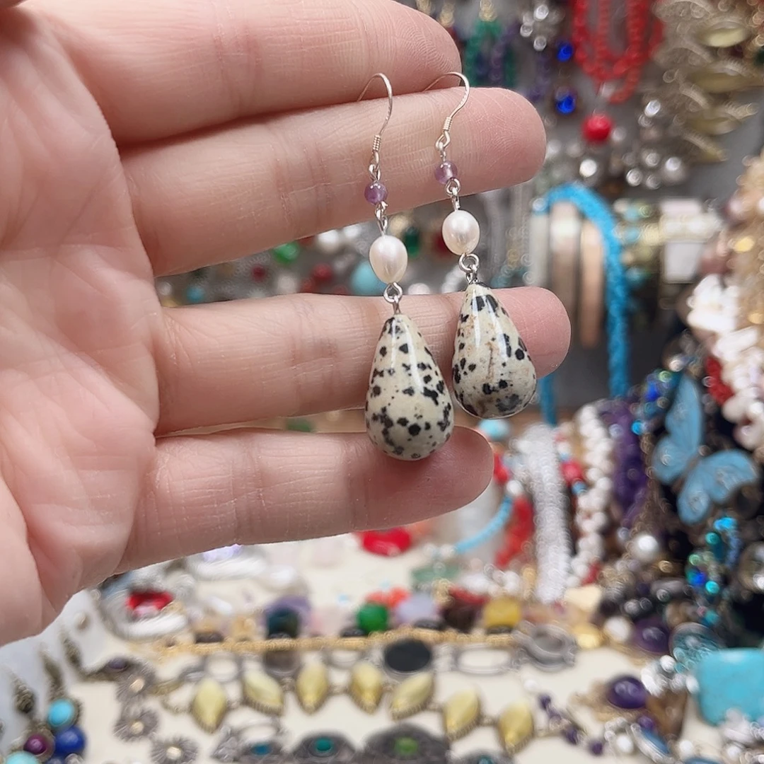 纯铜合金925勾水滴耳坠