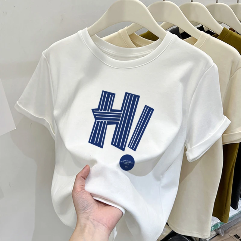 2025新款百搭打底衫圆领上衣男女装春夏秋季重磅纯棉短袖t恤女士