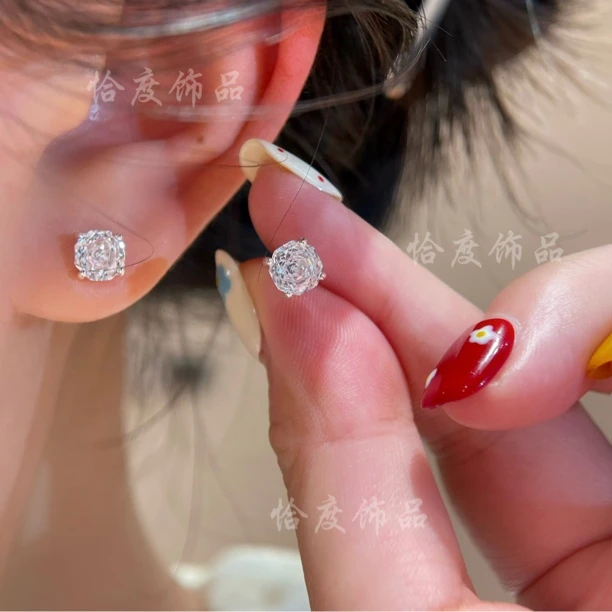 恰度｜质感百搭玫瑰花切耳钉清冷高级感