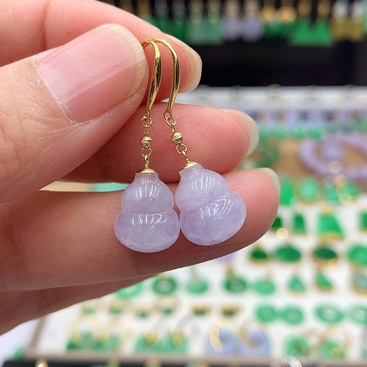 翡翠18K金镶嵌耳饰