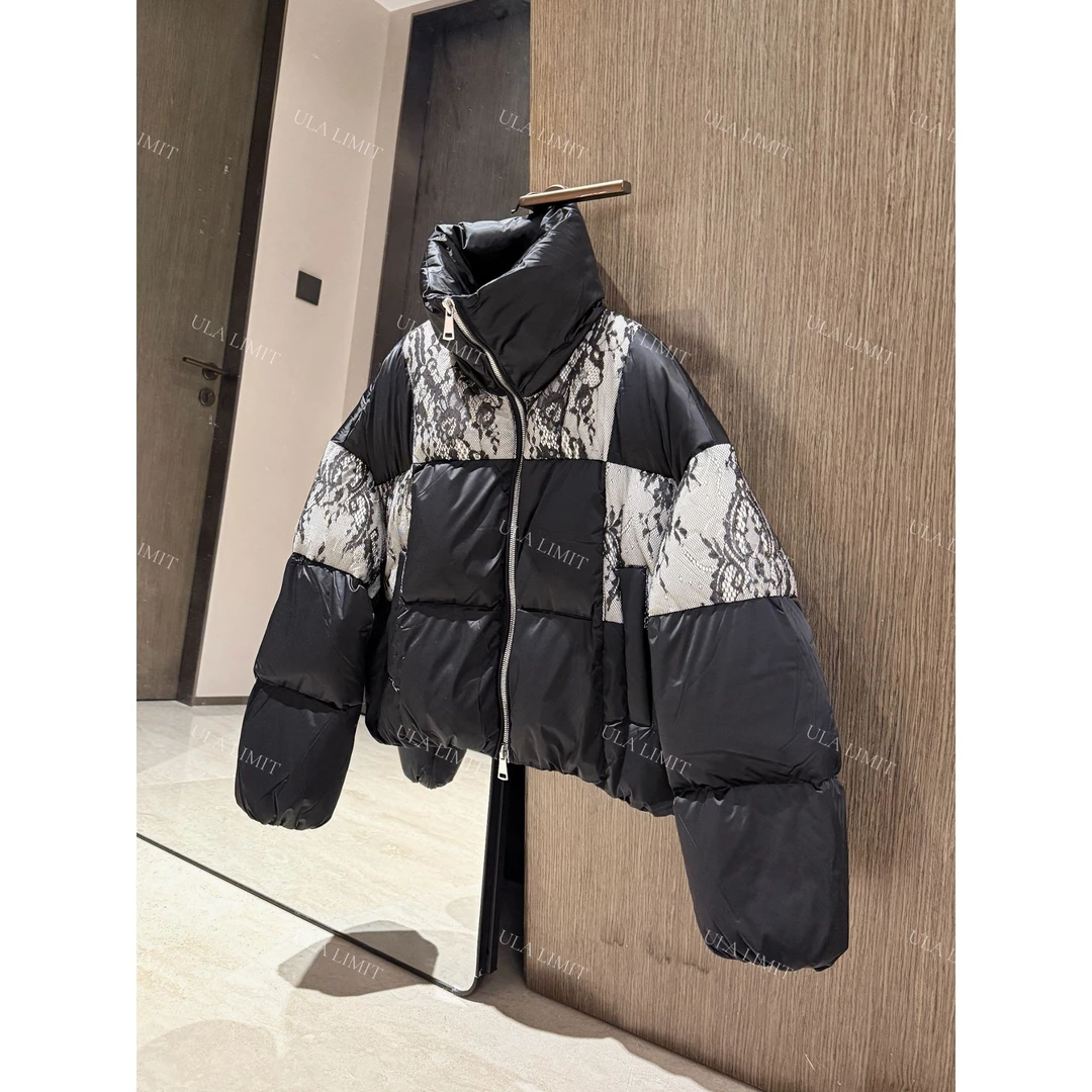 设计感蕾丝拼接短款羽绒服 JYYRJN2507